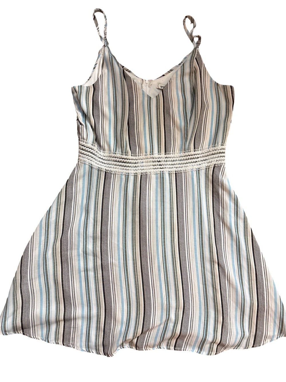 Speechless Striped Spaghetti Strap Dress - Blue, White & Tan
